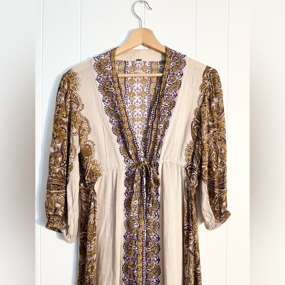 Free people Azalea dress midi paisley pattern neutral boho cream - Picture 4 of 8